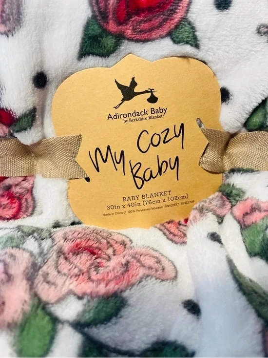 Adirondack Baby by Berkshire My Cozy Baby Roses & Shimmery Pink Blanket Lot of 2 - Picture 3 of 11